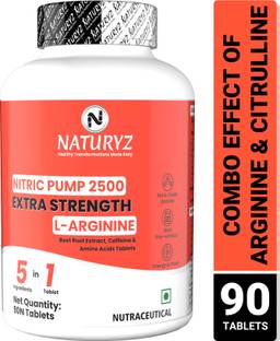 NATURYZ Nitric Pump 2501 L-Arginine Citrulline Caffeine for Pre-workout & Stamina