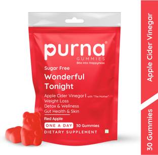 Purna Gummies Sugar Free Apple Cider Vinegar for Adults & Kids - Better Digestion & Clear Skin