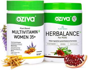 OZiva Plant Based Herbalance PCOS and Daily Women’s Multivitamin Tablets