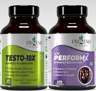 End2End Nutrition Testo-10X and PerformaX Ultimate Testosterone Booster Supplement Combo