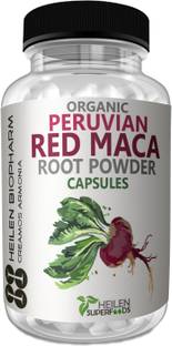 HEILEN BIOPHARM Premium Peruvian Organic Red Maca Root Powder Capsule, 500 mg X 180 Caps, 90 gram