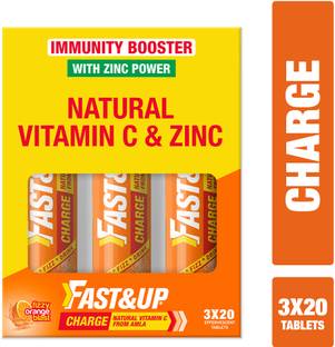 FAST&UP Charge Vitamin C Tablet - 1000mg Natural Amla Extract with 10mg Zinc (Orange)