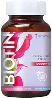 ZEROHARM Biotin 10000 mcg - Sesbania Grandiflora for Healthy Hair Growth, Skin & Nails
