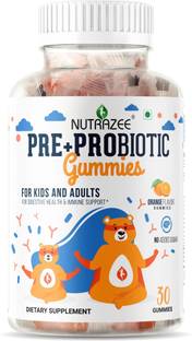 Nutrazee Probiotic Gummies with Prebiotic Fiber Supplement For Kids, Men & Women