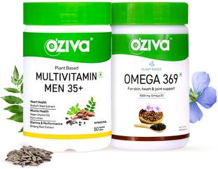 OZiva Plant Based Multivitamins for Men 35+ & OMEGA 369 for Skin, Heart & Joints