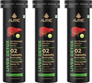 Auric Liver Detox Supplement Tablets with 10 Ayurvedic Herbs