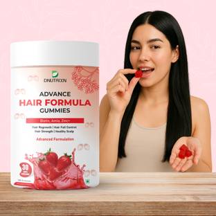 DNUTRIXN Advance Hair Biotin Gummies| 10000 mcg Biotin, Zinc, Amla+ |Healthy Hair, Nails