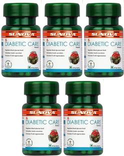 SUNOVA DIABETIC Care Capsules Effective Vegan Supplement 60 Veg Capsules x Pack of 5