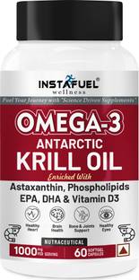 INSTAFUEL Superba Krill Oil with Phospholipids, Omega3, Astaxanthin & Vitamin D3 for Brain