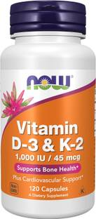 Now Foods Vitamin D-3 & K-2 1,000 IU/45 mcg, 120 veg Capsules