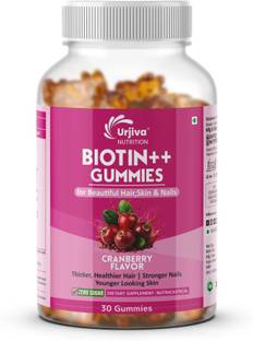 Urjiva NUTRITION BIOTIN++GUMMIES Cranberry Flavor For Beautiful Hari,Skin &Nails