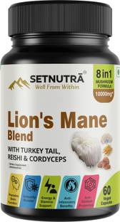 SETNUTRA Lion's Mane Blend with Turkey Tail, Reishi & Cordyceps 8 in 1 Formula