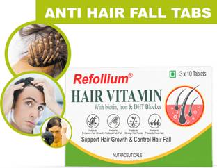 Refollium Anti Hair Fall Hair Vitamins with DHT Blocker, Biotin for Control Hair Fall