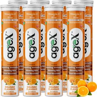 AGE-X Vitamin C 80mg + Zinc 10mg Effervescent | Immunity & Skin | Orange
