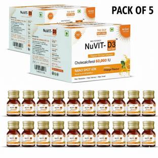 The Old Natural Nuvit D3 Vitamin D3 60000 iu I 60K iu Sugar Free Nano Shots I 20 shots of 5ml,