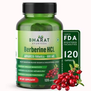 bharat ayurveda Berberine HCL 600mg Capsules, Dietary Herbal Supplement