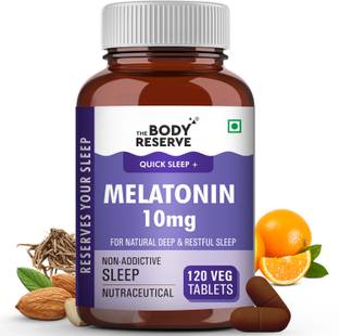 THE BODY RESERVE Melatonin 10mg (120) Tablets for Natural Deep Sleep, Muscle & Nerve Relaxation.