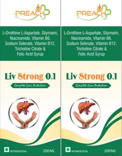 preach pharma Liv Strong 0.1 L-Ornithine L-Aspartate, Silymarin, Vitamin B12, B6, B3, Folate