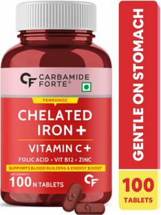 CARBAMIDE FORTE Chelated Iron Tablets for Women & Men with Vitamin C, Folic Acid Iron Supplement