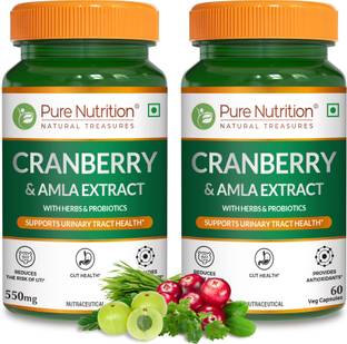 Pure Nutrition Pack Of 2 Cranberry Plus,For Urinary Tract Support & Amla Extracts 120 Capsules