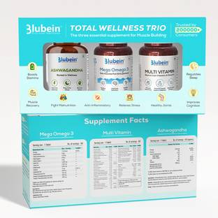 Blubein Multivitamin with 37 Vital Ingredients 60N|Mega Omega 3 (60N) Ashwagandha 60N