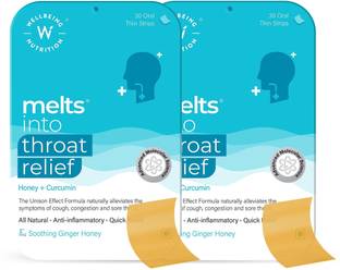Wellbeing Nutrition Melts Instant Throat Relief with 100% Natural Cough,Sore Throat Relief,Pain Relief