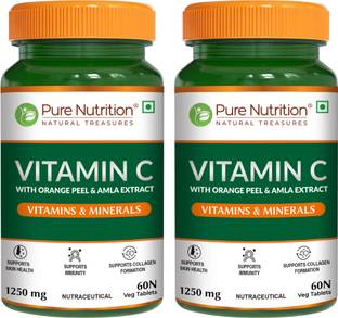 Pure Nutrition Vitamin C 1250mg with Amla & Orange Peel | Boosts Immunity & Skin Health