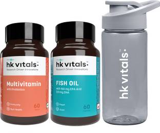 HEALTHKART HK Vitals Multivitamin with Probiotics with Fish Oil with Pocket Sip n Go Bottle