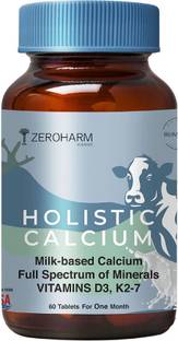 ZEROHARM Holistic Calcium for Women & Men- Milk Based Calcium with Vitamin D3, K2-7