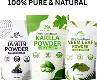 INTIMIFY Natural Neem Powder, Karela Powder and Jamun Seed Powder/ 100 g each/Combo Pack