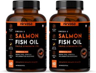 Nirvasa Omega 3 Salmon Fish Oil (Triple Strength) Softgels | For Heart, Brain & Bones