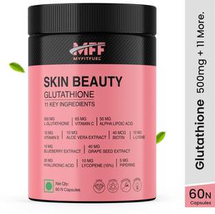 MyFitFuel Skin Beauty Glutathione +Lycopene, Biotin, VitaminE, Hyaluronic +12 more 60 Caps
