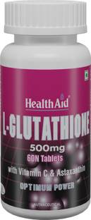 HealthAid L Glutathione 500 mg Vitamin C & Astaxanthin for Skin Glow & Antioxidant Defense