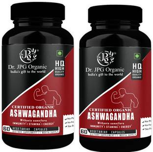 Dr. JPG Organic Ashwagandha Capsules For Stress & Fatigue 120 Veg. Capsules