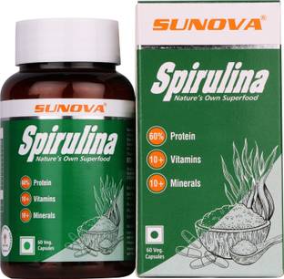 SUNOVA Spirulina Capsules - Superfood ,Multivitamins with Protein