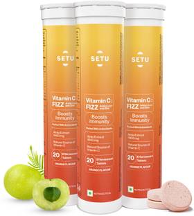SETU Vitamin C: Fizz - 60 Effervescent Tablets (Pack of 3) | Amla Extract and Zinc