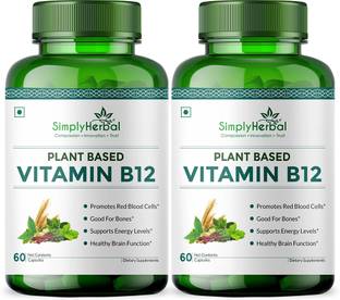 Simply Herbal Plant Based Vitamin B12 Cobalamin Supplements Promotes Red Blood Cells & Energy