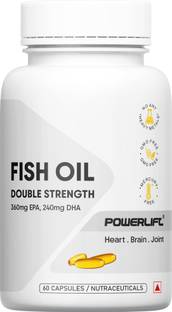 POWERLIFT Omega 3 Fish Oil 1000mg [360mg EPA & 240mg DHA, 60 Softgel]