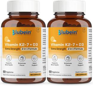 Blubein Vitamin D3 + K2-7 Capsule | 600IU Cholecalciferol for Strong & Healthy Bones