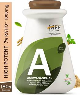 MyFitFuel Ashwagandha Root Extract (7% Withanolides) + Piperine 95% (1000mg), 180 Capsules