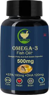 FIJ AYURVEDA Omega 3 Fish Oil Fatty Acid (180 mg EPA & 120 mg DHA) for Men & Women–60 Softgel