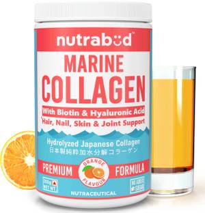Nutrabud Japanese Marine Collagen Powder Supplement for Radiant Skin Glow- Orange Flavour