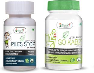 Vringra Piles Capsule+Go Kabz Powder-Go Piles-No Kabz-Constipation Relief-Piles Medicine