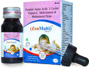 CureZen Pharma ZenMulti Drops Multivitamin, Multiminerals, Amino Acids & L-Lysene(Orange Flavor)