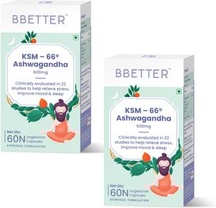 BBETTER VEDA Organic Ashwagandha Capsules 600mg of KSM 66 Ashwagandha