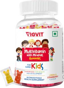 Vigvit Multivitamin with Minerals Gummies For Kids I Lemon & Strawberry Flavour