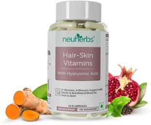 Neuherbs Hair Skin & Vitamin Supplement with Turmeric, Primrose Oil, Glutathione & Collagen