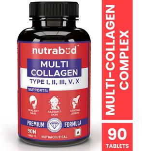 Nutrabud Multi-Collagen Complex Tablets - Hydrolyzed Peptides with 5 Types of Collagen