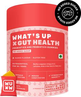 What's Up Wellness Gut Health Gummies | Pre & Probiotic Patented Strain | No Added Sugar