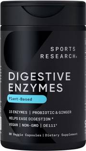 Sports Research Digestive Enzymes with Probiotics & Ginger Plant Based for Dairy, Protein, Sugar
